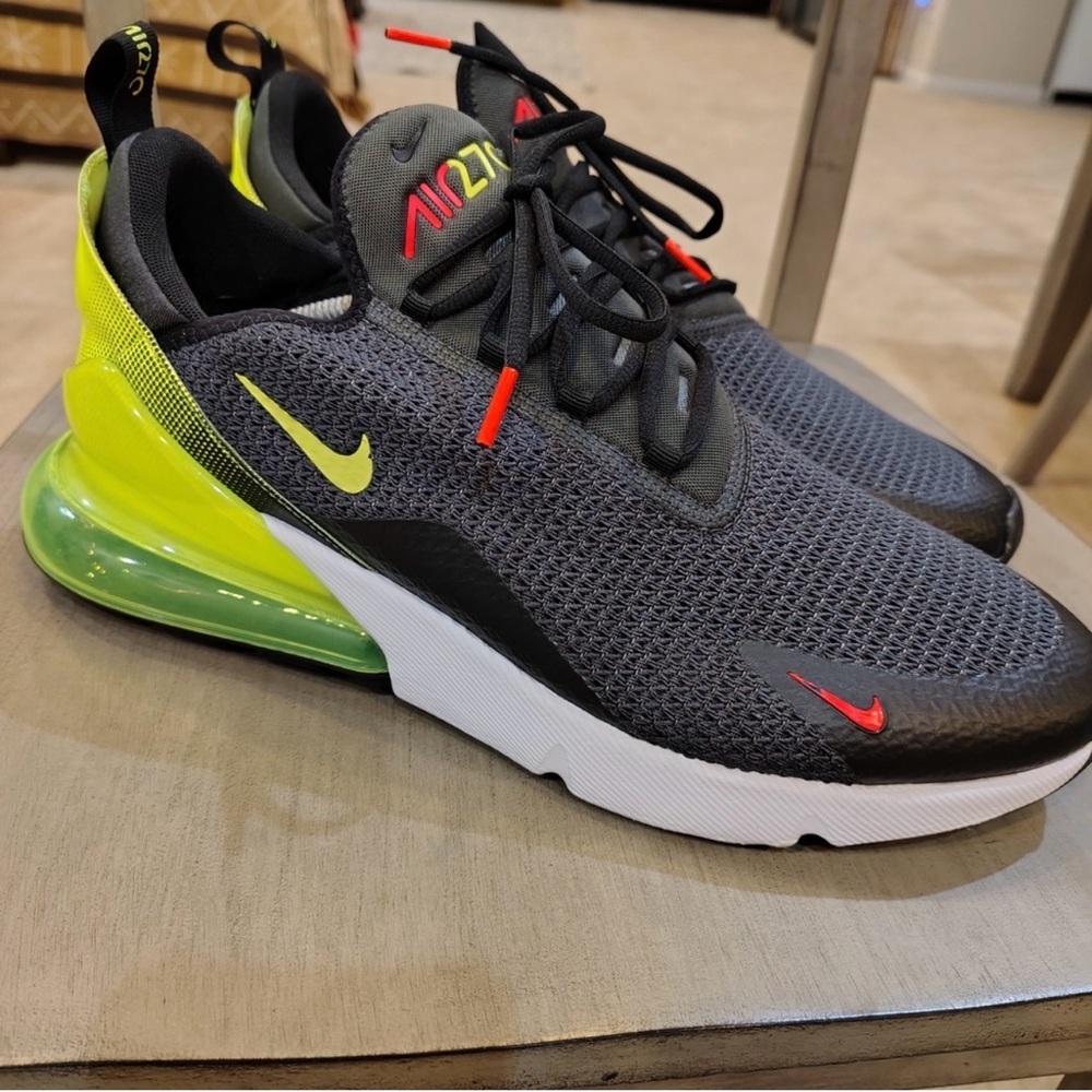 Nike Air Max 270 Black and Neon Sneakers